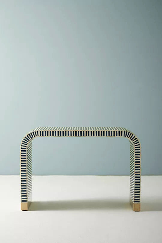 Waterfall Inlay Console Table - Striped