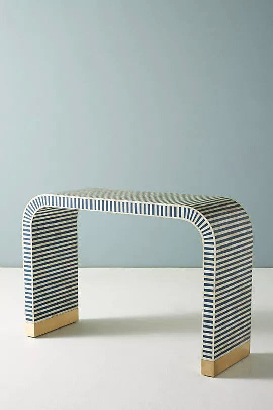 Waterfall Inlay Console Table - Striped
