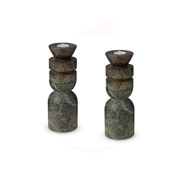 Green Marble Candle Holder // Leora Candle Stand (Set of 2)
