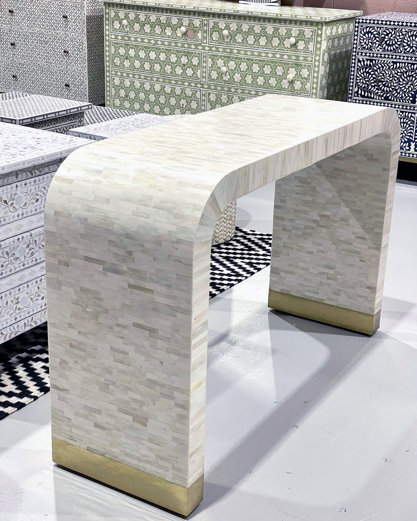 Waterfall Inlay Console Table - Striped