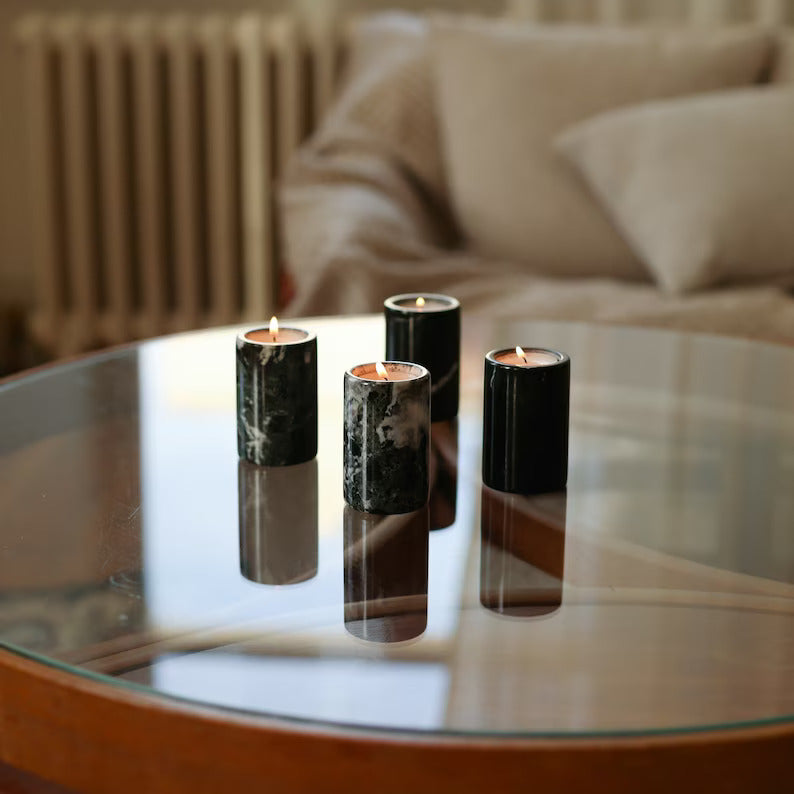 Nyx - Black Marble Candle Holder (Set of 2)