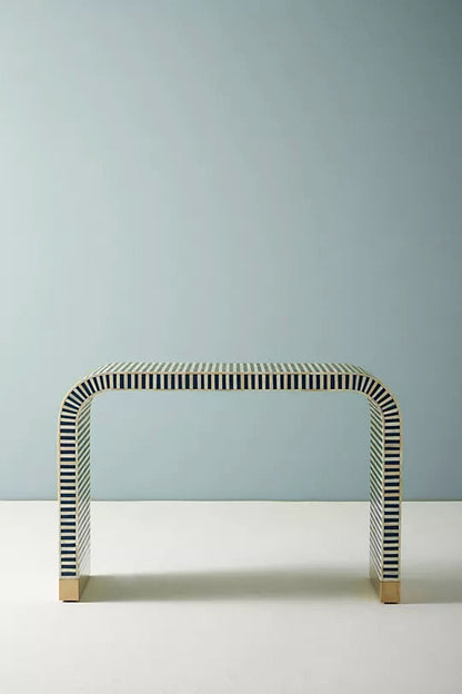 Waterfall Inlay Console Table - Striped