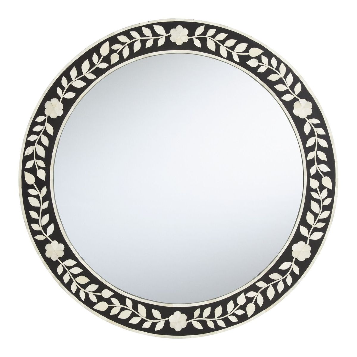 Alazne Round Floral Mirror / Inlay