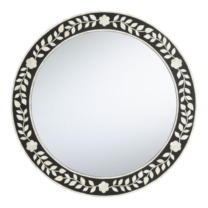 Alazne Round Floral Mirror / Inlay