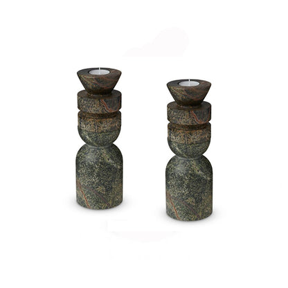 Green Marble Candle Holder // Leora Candle Stand (Set of 2)