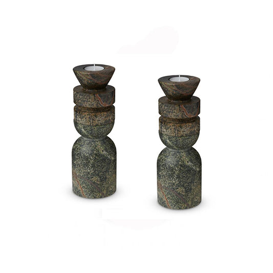 Green Marble Candle Holder // Leora Candle Stand (Set of 2)