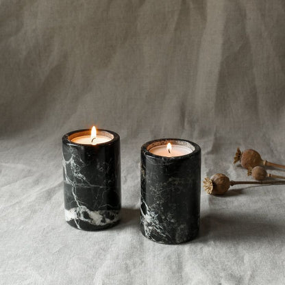 Nyx - Black Marble Candle Holder (Set of 2)
