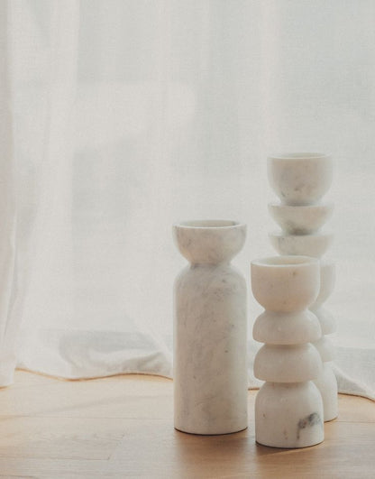 Aurelia - Marble Pillar Candle Holder (Set of 2)