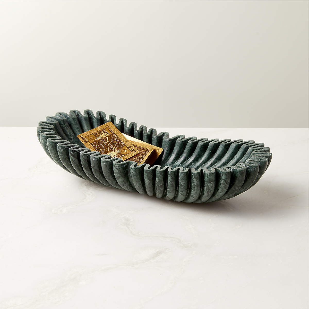 Glamorous Oval Green Marble Bowl