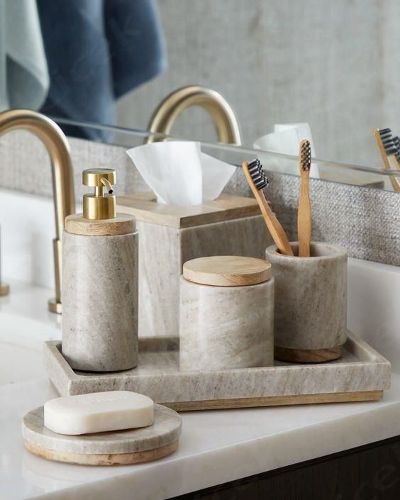 Brown Marble Bath Accessories