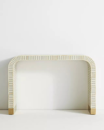 Waterfall Inlay Console Table - Striped